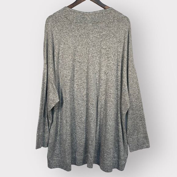 Cacique Tunic Top Women 28 Gray Heather Crossover V-Neckline Hi Low Hem Soft P12 - Picture 7 of 11
